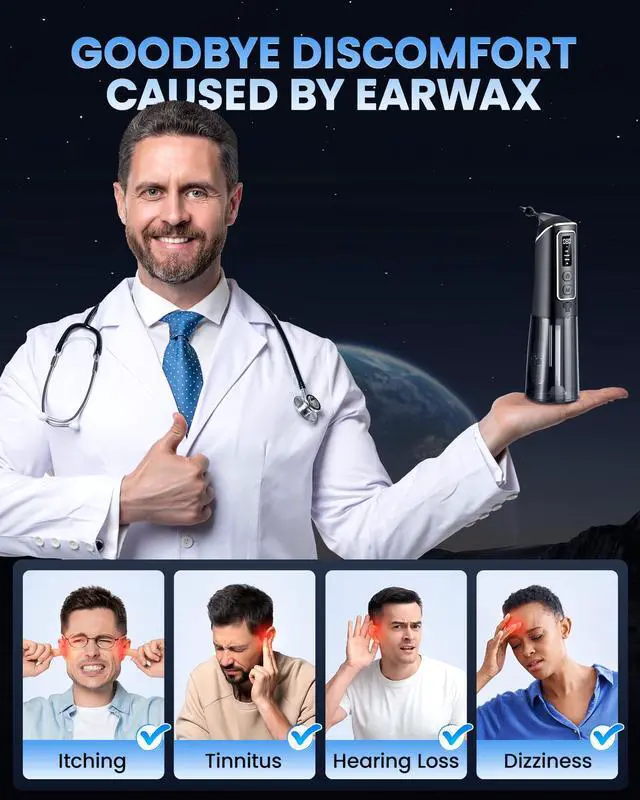 Alt view image 2 of 7 - Ear Wax Removal, ONLYCARE FSA - HSA Eligible Earwax Removal Kit, Safe Ear Cleaner with Water Temp Sensor, Electric Ear Irrigation Flushing System, IPX7 Waterproof, USB Chargeable for Effective Clean