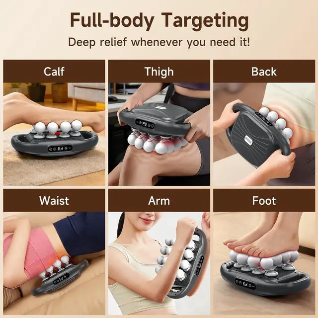 Alt view image 7 of 7 - Back Massager Pain Relief,16 Head Massage Gun Deep Tissue,Percussion Massager with 9 Modes & 9 Intensities,Noise-Free,for Shoulders,Legs,Foot,Neck Massager,Massage Tool