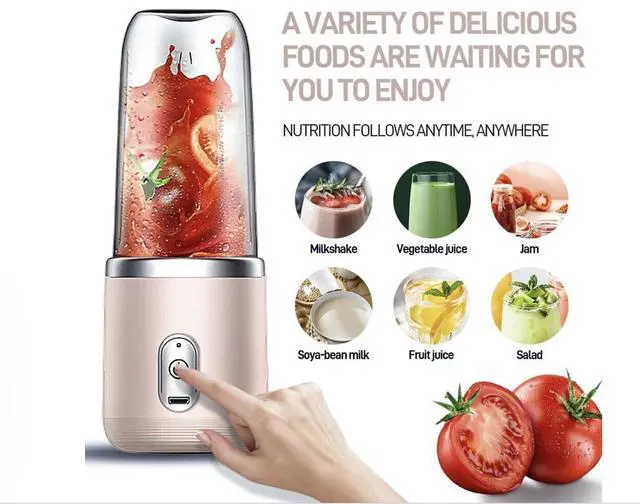 Alt view image 2 of 7 - Portable Blender 14oz for Juices & Smoothies with 6 blades Puwerful performances Fusion Blender | USB Rechargeable, Lid, Cup included | Fit for travel and outdoor activities (Pink)