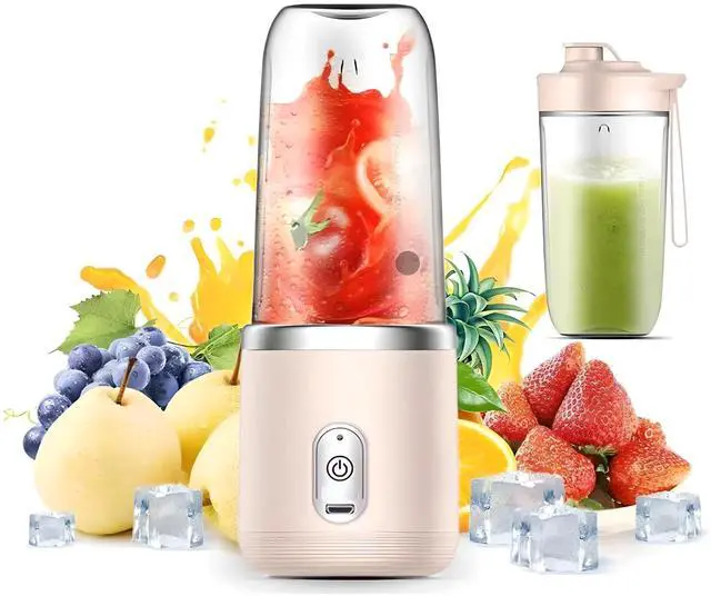 Main image of Portable Blender 14oz for Juices & Smoothies with 6 blades Puwerful performances Fusion Blender | USB Rechargeable, Lid, Cup included | Fit for travel and outdoor activities (Pink)