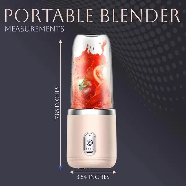 Alt view image 6 of 7 - Portable Blender 14oz for Juices & Smoothies with 6 blades Puwerful performances Fusion Blender | USB Rechargeable, Lid, Cup included | Fit for travel and outdoor activities (Pink)