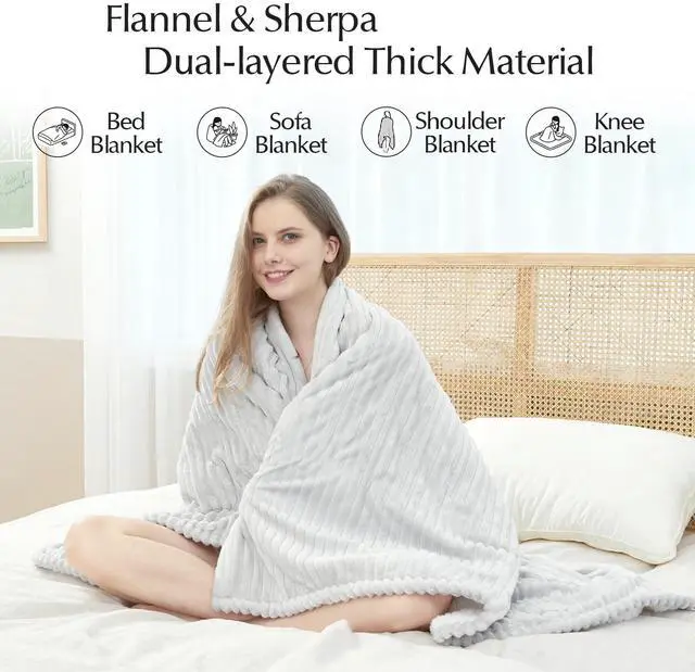 Alt view image 2 of 7 - Heated Blanket Throw Size, Soft and Cozy Electric Heating Blanket for Bed, Automatic Safety System 6 Heating Levels & 4 Hours Auto-Off, 50" x 60" Light Grey