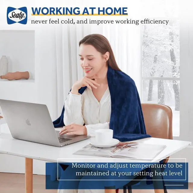 Alt view image 2 of 7 - Electric Blanket Throw, Soft Flannel Heated Blanket with 6 Heat Settings & 2-10 Hours Auto Shut Off, Fast Heating & Machine Washable, 50x60 Inch, Navy