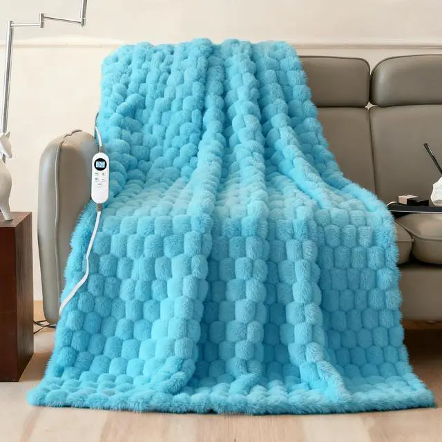 Main image of Heated Blanket Flannel Throw Blanket, 50"X 60" Electric Heating Blanket with ETL & FCC & 12 Heating Levels & Auto Shut OffMachine Washable (Sky Blue)