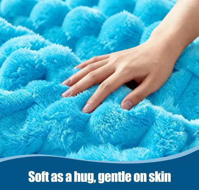 Alt view image 2 of 7 - Heated Blanket Flannel Throw Blanket, 50"X 60" Electric Heating Blanket with ETL & FCC & 12 Heating Levels & Auto Shut OffMachine Washable (Sky Blue)