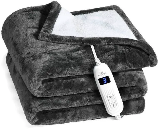 Main image of Heated Blanket, Machine Washable Extremely Soft & Comfortable Electric Blanket Throw Fast Heating with Hand Controller 10 Heating Settings & auto Shut-Off (Gray, 50 x 60)