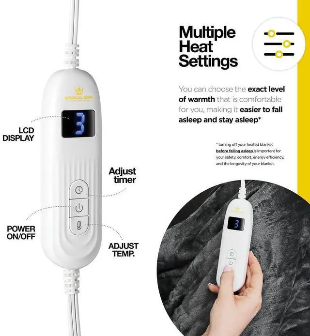 Alt view image 4 of 7 - Heated Blanket, Machine Washable Extremely Soft & Comfortable Electric Blanket Throw Fast Heating with Hand Controller 10 Heating Settings & auto Shut-Off (Gray, 50 x 60)