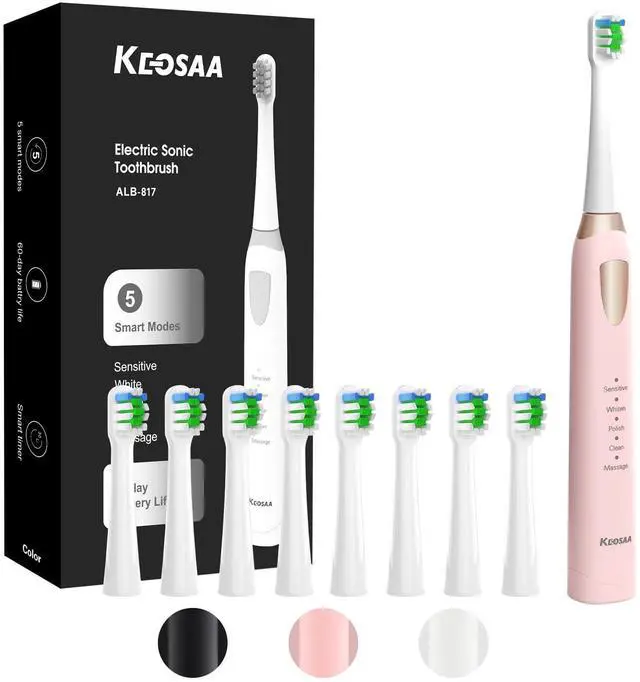 Main image of Sonic Toothbrush with 8 Brush Heads, Pink Electric Toothbrush for Women and Girls with Fast Charge 4 Hours Last 60 Days, 2-Min & 30s Smart Timer, IPX7 Waterproof, Type-C Charging