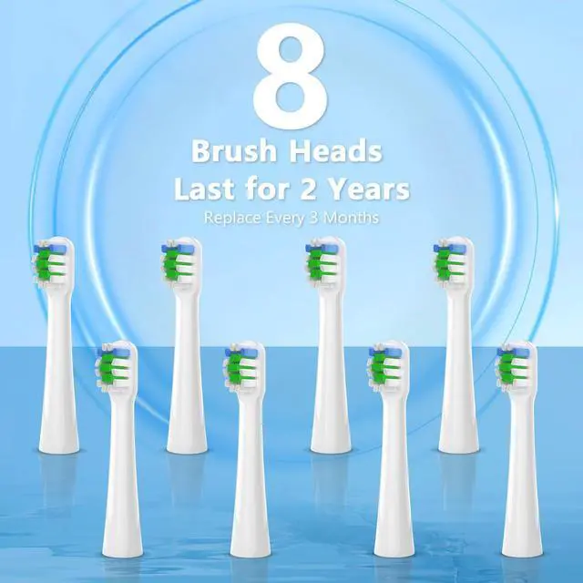 Alt view image 7 of 7 - Sonic Toothbrush with 8 Brush Heads, Pink Electric Toothbrush for Women and Girls with Fast Charge 4 Hours Last 60 Days, 2-Min & 30s Smart Timer, IPX7 Waterproof, Type-C Charging