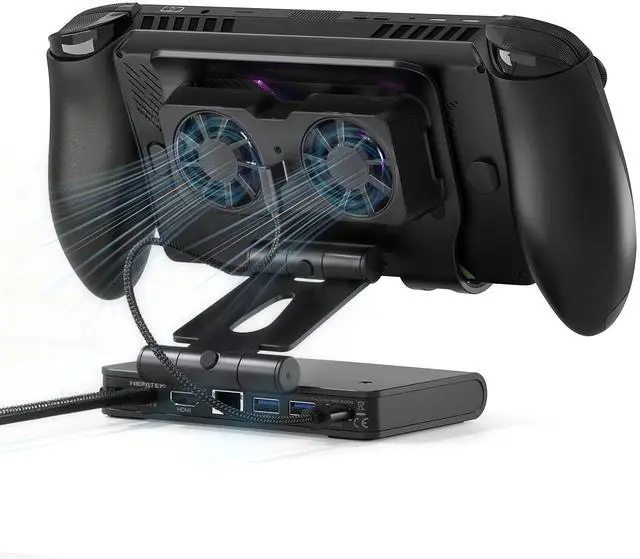 Main image of 3 Speed Dual Magnetic Cooling Fan Steam Deck Docking Station for ROG Ally X | 6 in 1 Steam Deck Accessories for Legion Go/MSI Claw and Switch 2, 4K@144Hz, USB 3.2, PD100W, Ethernet Fit Steam Deck Dock
