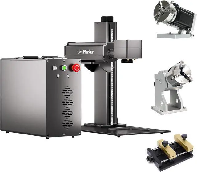 Main image of ComMarker Titan1 60W JPT Mopa Fiber Laser Engraving Machine with 2 Optional Lenses, Motorised Elevation, Colour Marking, Lightburn Compatible, Lasers for Metal, Plastic, Jewellery TITAN 60W+2R/Silver