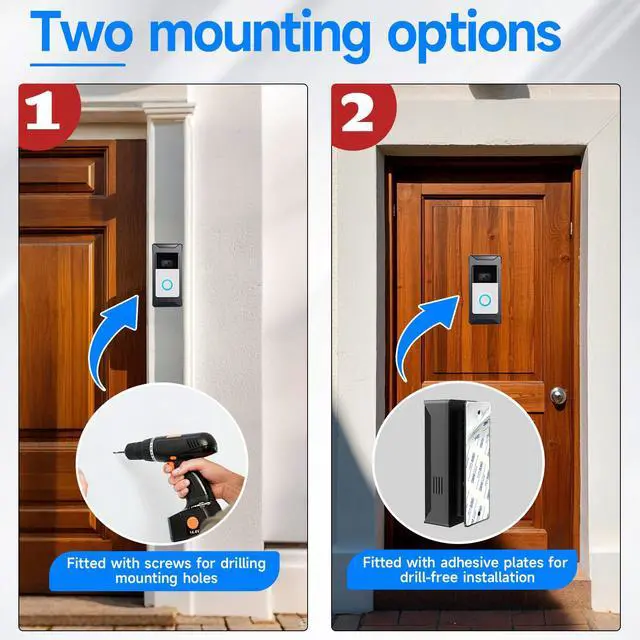 Alt view image 5 of 7 - Anti-Theft Video Doorbell Mount Compatible with Ring/Blink Wireless Camera Doorbell, Adjustable Angle Mount No-Drill Battery Doorbell Bracket Accessories for Houses, Apartments, Businesses