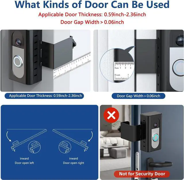 Alt view image 3 of 7 - Anti-Theft Video Doorbell Mount Compatible with Ring/Blink Wireless Video Doorbell, Adjustable Mounting Bracket Accessories for Houses, Apartments, Businesses, Not for Blink 2nd Gen