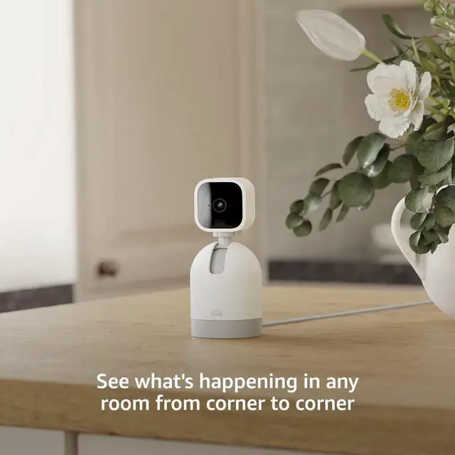 Alt view image 2 of 4 - Mini Pan-Tilt Camera (newest model), Rotating indoor plug-in smart security camera, two-way audio, HD video, motion detection, Works with Alexa (White)