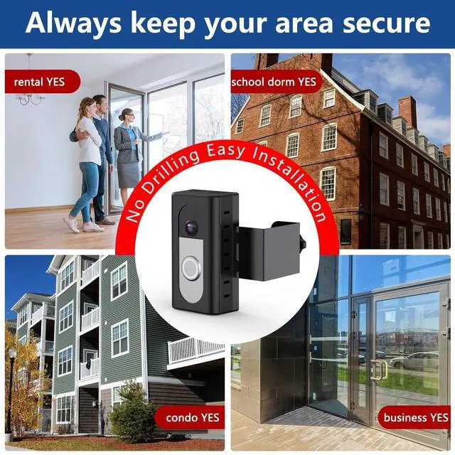 Alt view image 6 of 7 - Anti-Theft Video Doorbell Mount Compatible with Ring/Blink Wireless Video Doorbell, Adjustable Mounting Bracket Accessories for Houses, Apartments, Businesses, Not for Blink 2nd Gen