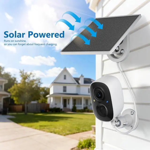 Alt view image 2 of 7 - 2K Security Camera Wireless Outdoor,Solar Powered WiFi Cameras for Home Security with Motion Detection,Color Night Vision(Spotlight),Instant Alert,2-Way Audio,Siren&SD/Cloud Storage,IP65,2.4GHz,2 Pack