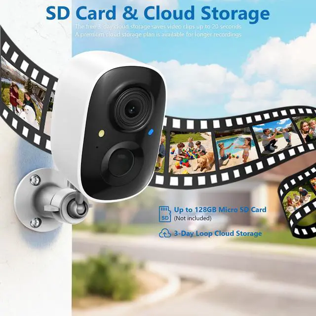 Alt view image 4 of 7 - 2K Security Camera Wireless Outdoor,Solar Powered WiFi Cameras for Home Security with Motion Detection,Color Night Vision(Spotlight),Instant Alert,2-Way Audio,Siren&SD/Cloud Storage,IP65,2.4GHz,2 Pack