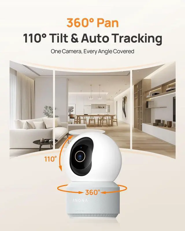 Alt view image 3 of 7 - 4K UHD Indoor Camera, Pet/Dog/Baby Security Camera with Phone App, 360°Pan-Tilt, 5G/2.4G Dual-Band Wi-Fi 6, Auto-Tracking, Person/Pet/Baby Crying Detection, Privacy Mode, Two-Way Audio, 2 Pack