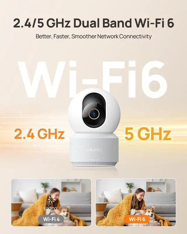 Alt view image 5 of 7 - 4K UHD Indoor Camera, Pet/Dog/Baby Security Camera with Phone App, 360°Pan-Tilt, 5G/2.4G Dual-Band Wi-Fi 6, Auto-Tracking, Person/Pet/Baby Crying Detection, Privacy Mode, Two-Way Audio, 2 Pack