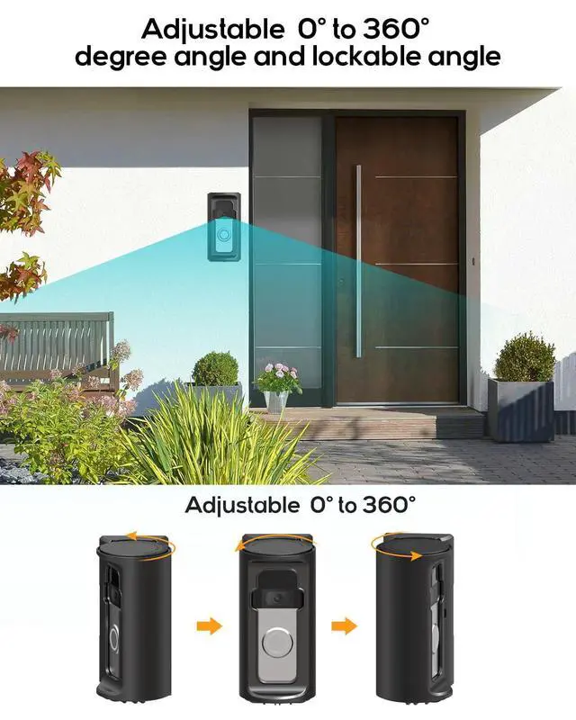 Alt view image 3 of 6 - Adjustable 360° Degree Doorbell Angle Mount Compatible with Ring/Wireless Video Doorbell/Battery Doorbell Plus/Pro Mount, Ring Camera Holder Door Mount no Drill