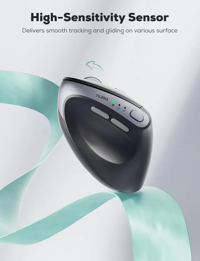 Alt view image 7 of 7 - MD280 Ergonomic Vertical Wireless Mouse - Bluetooth & 2.4G Dual Mode, 4 Adjustable DPI 800/1200/1600/2400, Rechargeable, Silent Clicks, No Lag, 6 Buttons - Perfect for Laptop, Desktop Black