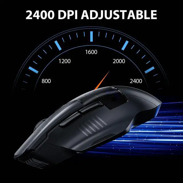 Alt view image 4 of 6 - A9 Explorer Wireless Mouse for Laptop, 2.4G/Bluetooth 5.0, RGB Lighting, 2400 DPI, Visible Battery, Type-C Charging