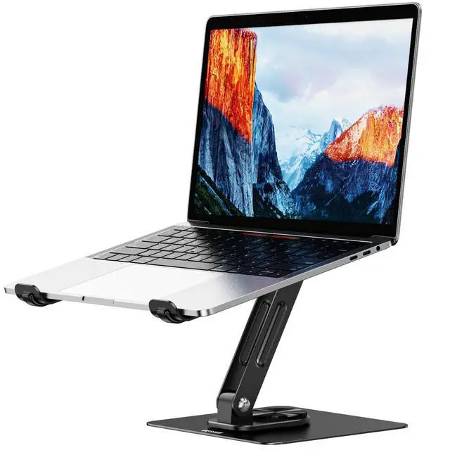 Main image of LS12 Laptop Stand with 360° Rotating Base, Ergonomic Adjustable Notebook Holder, Computer Riser Stand Compatible with Air, Pro, Dell, HP, Lenovo More 10-14" Laptops (Black)