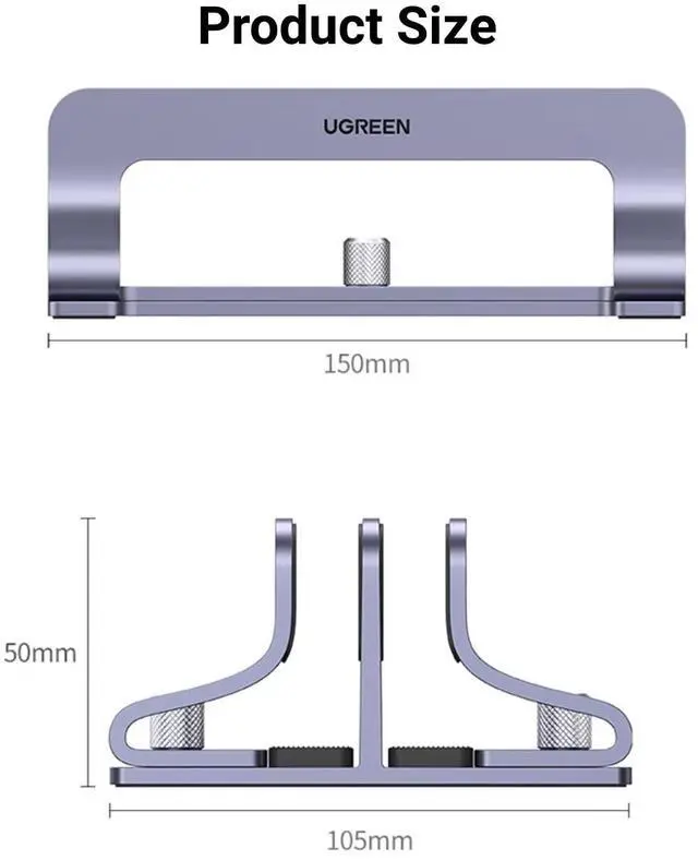 Alt view image 7 of 7 - 2-Slot Vertical Laptop Stand Holder Desk Compatible with MacBook Pro Air Laptop Stand Desktop Adjustable, Lenovo Ideapad, Surface Book, HP Notebook, Dell Chromebook Up to 17.3 Inch, Space Gray