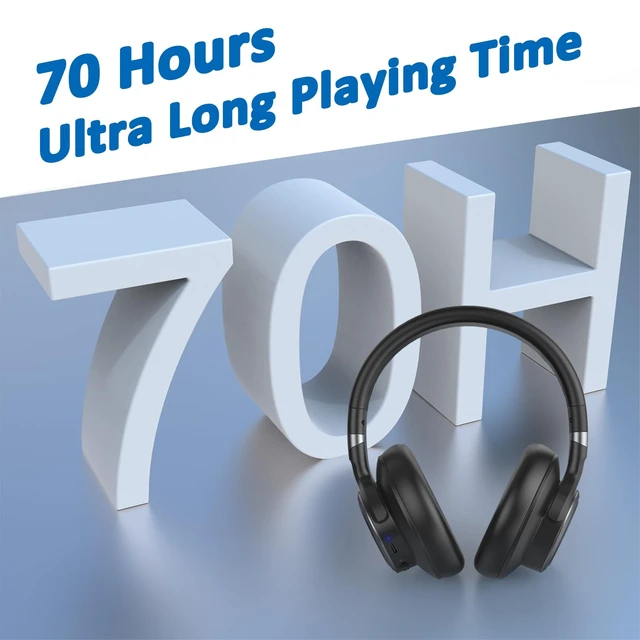 Alt view image 3 of 6 - Hybrid Active Noise Cancelling Headphones Over Ear | Bluetooth Wireless ANC 70H Playtime, Transparency Mode, Microphone, Deep Bass, HiFi Stereo Sound for Home, Travel, Office