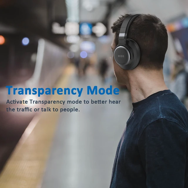 Alt view image 4 of 6 - Hybrid Active Noise Cancelling Headphones Over Ear | Bluetooth Wireless ANC 70H Playtime, Transparency Mode, Microphone, Deep Bass, HiFi Stereo Sound for Home, Travel, Office