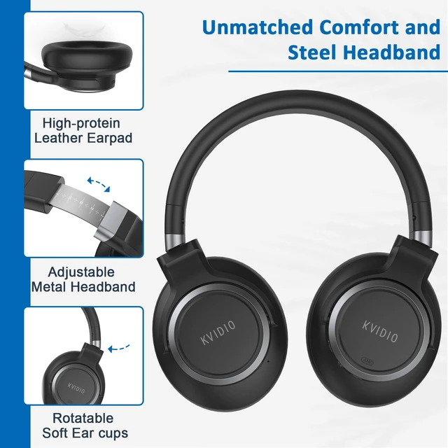 Alt view image 6 of 6 - Hybrid Active Noise Cancelling Headphones Over Ear | Bluetooth Wireless ANC 70H Playtime, Transparency Mode, Microphone, Deep Bass, HiFi Stereo Sound for Home, Travel, Office
