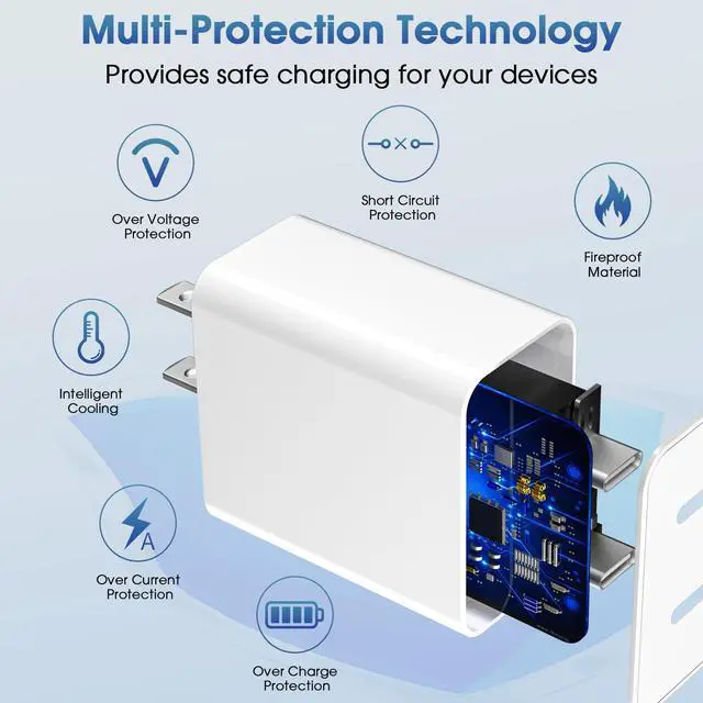 Alt view image 3 of 7 - iPhone 17 Pro Max Charger Fast Charging, 40W Dual USB C Fast Charger Block with 6ft Type C Charging Cable Cord for iPhone 17/17 Pro/17 Pro Max/Air/16/16 Pro/16 Pro Max/16 Plus/15/15 Pro Max