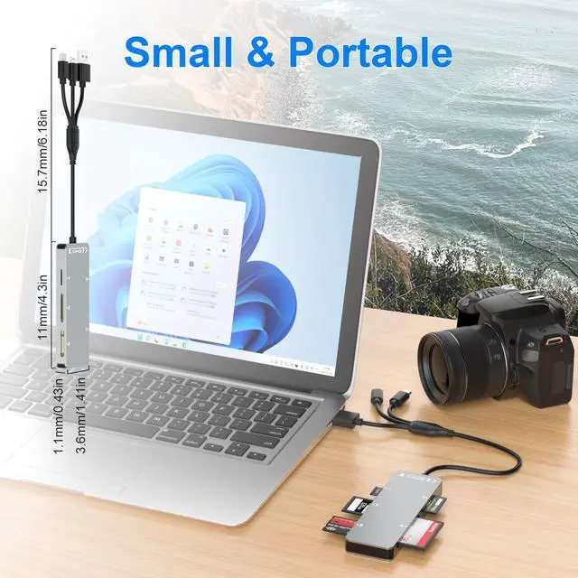 Alt view image 7 of 7 - SD Card Reader Memory Stick pro Duo Adapter - 5 in 1 SD/TF/CF/MS/XD Card Reader for iPhone Supports Micro SD/SDHC/Compact Flash/XD Picture Cards, Lightning+USB A+USB C Memory Stick Pro Adapter