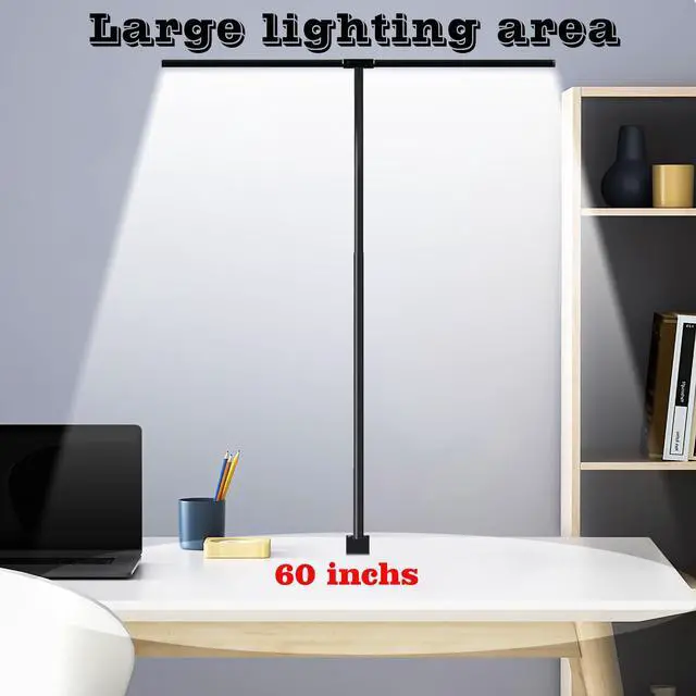 Alt view image 6 of 7 - LED Desk Lamp for Home Office, Eye Caring Architect Desk Light with Clamp,50 Lighting Models,Remote and Touch Control,24W 2000LM,Memory Function and Timer for Study, Reading,Workbench Black
