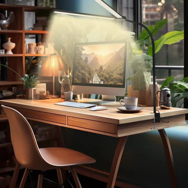 Alt view image 7 of 7 - LED Desk Lamp for Home Office, Eye Caring Architect Desk Light with Clamp,50 Lighting Models,Remote and Touch Control,24W 2000LM,Memory Function and Timer for Study, Reading,Workbench Black