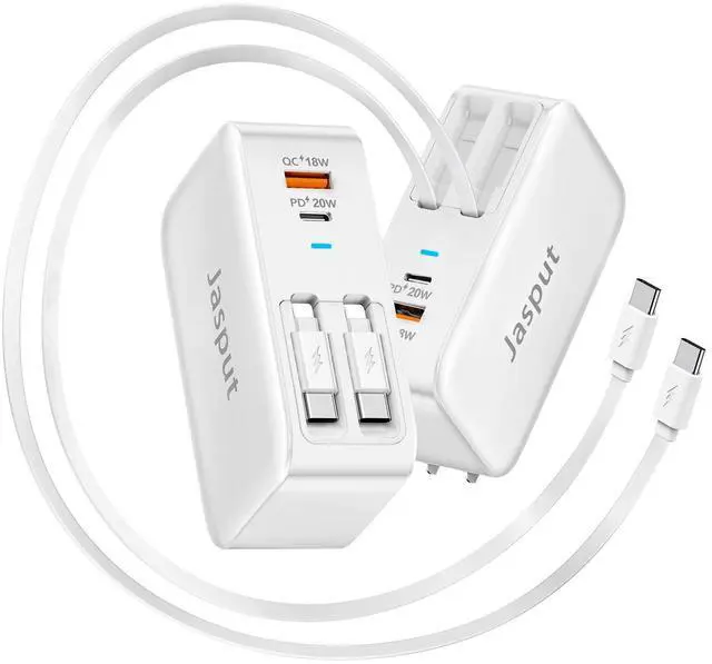 Main image of 4 in 1 Retractable Wall Charger with Dual Cables,40W Retractable Phone Charger Wall Plug with Dual USB Ports,20W USB C Chargers Block Fast Charging for iPhone 17 16 15 14 13,LG, Galaxy S24 23,Pixel