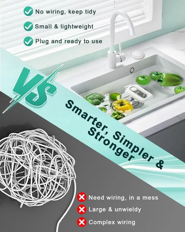 Alt view image 2 of 7 - Garbage Disposal Wireless Switch Kit, Remote Control Outlet, No Drilling On Sink Top, Air Switch Garbage Disposal, 15A/1500W with 4000V Anti-Surge, 500 Feet RF Range
