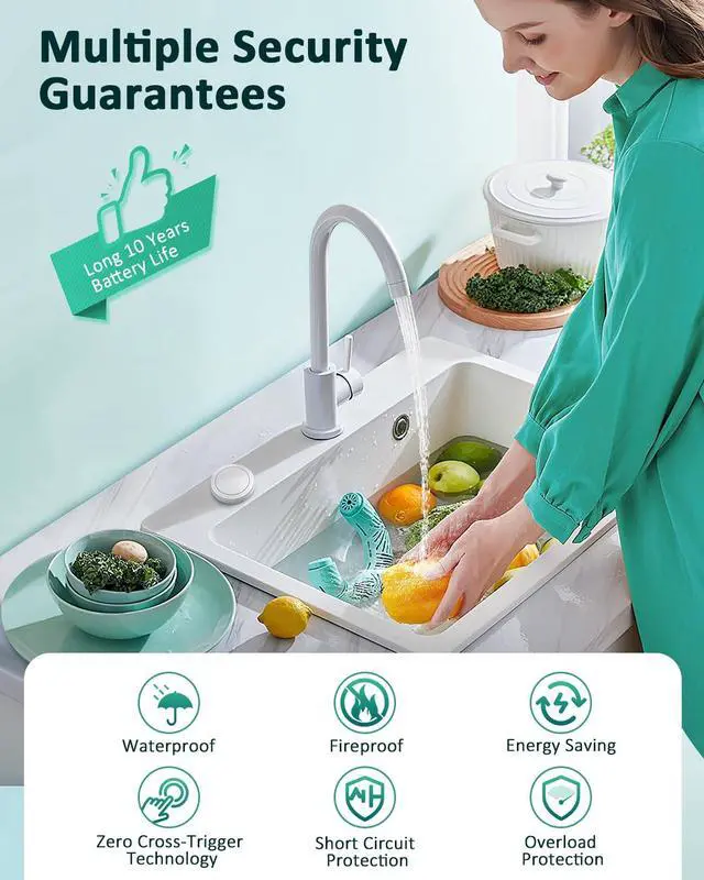 Alt view image 4 of 7 - Garbage Disposal Wireless Switch Kit, Remote Control Outlet, No Drilling On Sink Top, Air Switch Garbage Disposal, 15A/1500W with 4000V Anti-Surge, 500 Feet RF Range