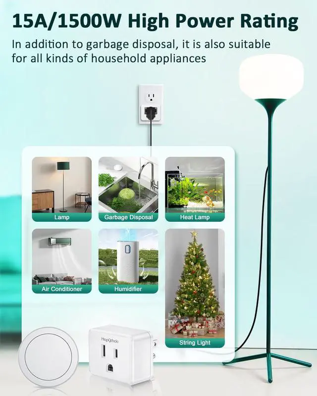 Alt view image 6 of 7 - Garbage Disposal Wireless Switch Kit, Remote Control Outlet, No Drilling On Sink Top, Air Switch Garbage Disposal, 15A/1500W with 4000V Anti-Surge, 500 Feet RF Range