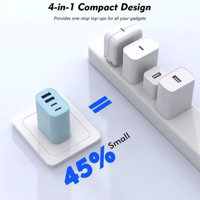 Alt view image 2 of 4 - 40W iPhone 17 Fast Charger Block,3Pack 4-Port USB C Charging Blocks QC Wall Plug+PD 3.0 Power Adapter Multiport Apple USB C Charging Plug for iPhone 17/Air/Pro/16/16e/15/15 Pro Max/14/13/12/iPad(Blue)