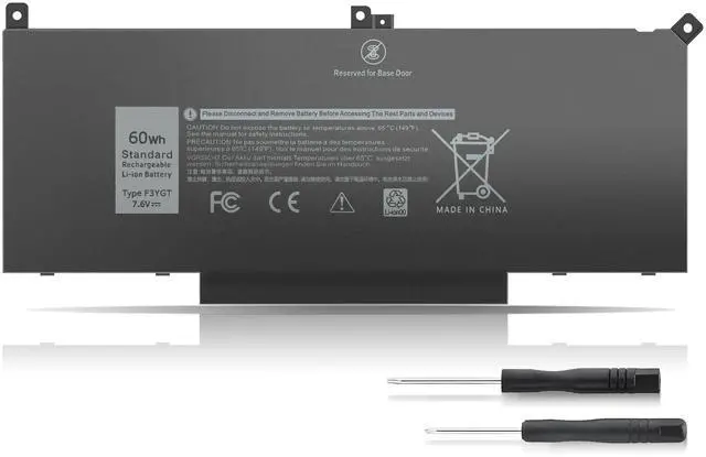 Main image of 7480 F3YGT 2X39G 60WH Laptop Battery for Dell Latitude 12 7000 7280 7290 13 7000 7380 7390 P29S002 14 7000 7480 7490 E7280 E7480 E7490 E7290 E7380 Battery fits Dell 453-BBCF 451-BBYE KG7VF DM3WC DM6WC
