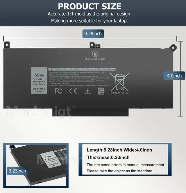 Alt view image 5 of 7 - 7480 F3YGT 2X39G 60WH Laptop Battery for Dell Latitude 12 7000 7280 7290 13 7000 7380 7390 P29S002 14 7000 7480 7490 E7280 E7480 E7490 E7290 E7380 Battery fits Dell 453-BBCF 451-BBYE KG7VF DM3WC DM6WC