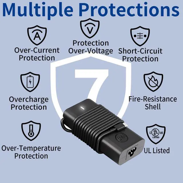 Alt view image 5 of 6 - New 65W USB C Laptop Charger Compatible with Dell Laptop Charger Type C Computer for Dell Latitude 5420 5520 5540 7420 7410 3450 5290 7400, XPS 13, Chromebook 3100 dell AC Adapter Power Cord