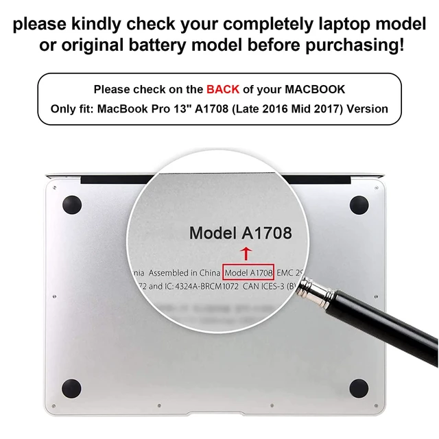 Alt view image 6 of 7 - Battery A1713 A2171 for MacBook Pro 13 Inch A2159 (2019) A2289 (2020) A2338 (2020), A1708 Late 2016 Mid 2017 (EMC 2978 3164), MPXQ2LL/A MLL42LL/A MLUQ2LL/A MPXR2LL/A MPXU2LL/A MPXT2LL/A