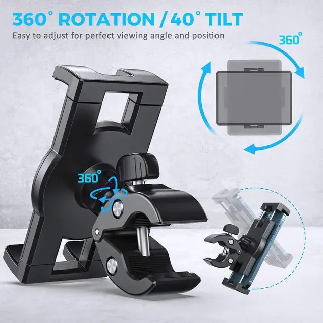 Alt view image 6 of 7 - Spin Bike Tablet Holder Mount, Phone iPad Holder Stand Exercise Bike Handlebar Mount for Stationary Bicycle, Treadmill, Microphone Stand, Fit for iPad Pro 12.9, Galaxy Tabs, iPhone(4.7-13)