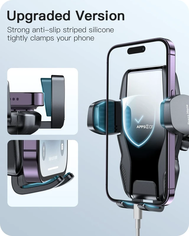 Alt view image 2 of 7 - 13" Gooseneck Truck Phone Mount, Suction Cup for Windshield Vent | Flexible Long Arm, Anti-Shake Stabilizer, Windshield, Dash, or Vent Mount, for Most Trucks/Cars, Fits 4.7-6.8 inch Phones