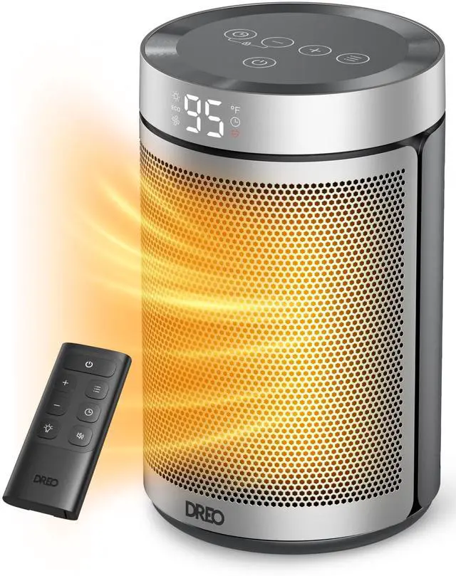 Main image of Space Heater, Portable Electric Heaters for Indoor Use with Thermostat, 1-12H Timer, Eco and Fan Mode, 1500W PTC Ceramic Safety Heat for Office Bedroom Home, With Remote, Silver