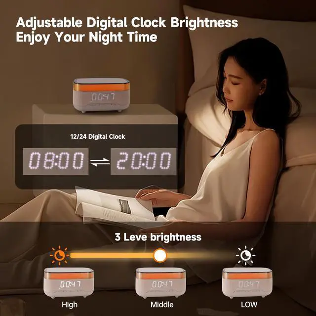 Alt view image 5 of 7 - Speaker Alarm Clock with Night Light,6 in 1 Wireless Charging Station for iPhone 17/16/Samsung Series,Clock for Bedroom Adjustable 3 Levels Digital Brightness Touch Snooze Sleep Timer 12/24H