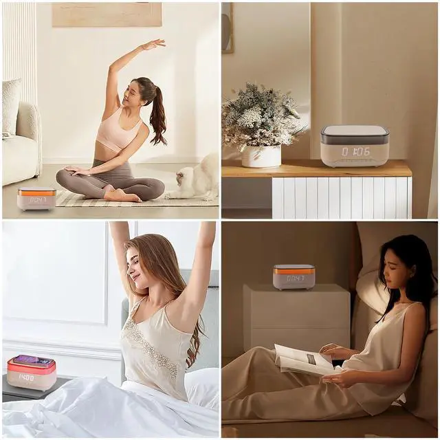 Alt view image 6 of 7 - Speaker Alarm Clock with Night Light,6 in 1 Wireless Charging Station for iPhone 17/16/Samsung Series,Clock for Bedroom Adjustable 3 Levels Digital Brightness Touch Snooze Sleep Timer 12/24H