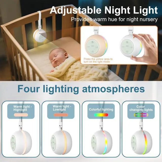 Alt view image 4 of 7 - Portable Sound Machine for Baby Kids Adults, USB Rechargeable White Noise Machine with Timer Function,18 Smooth Sounds, 256-Color Changing Mood Light, Memory Function, Sound Therapy for Home, Travel